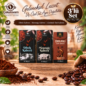 1xMenengiç Kahvesi 500g 1xDibek Kahvesi 500g 1xÇikolata Aromalı Türk Kahvesi 250g 3'lü Set