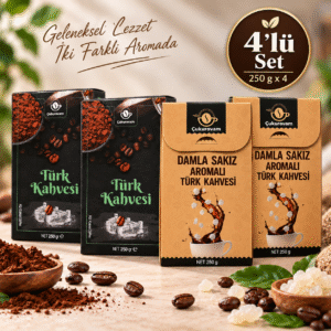 2xTürk Kahvesi 250g 2xDamla Sakızı Aromalı Türk Kahvesi 250g 4'lü Set