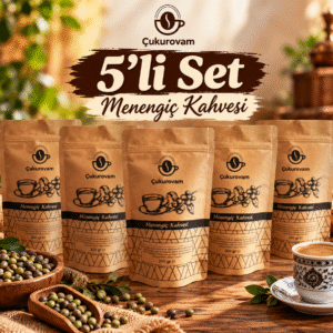 Çukurovam Kahve 5'li menengiç kahvesi seti, 5x200g paket ve toplam 1 kg ürün